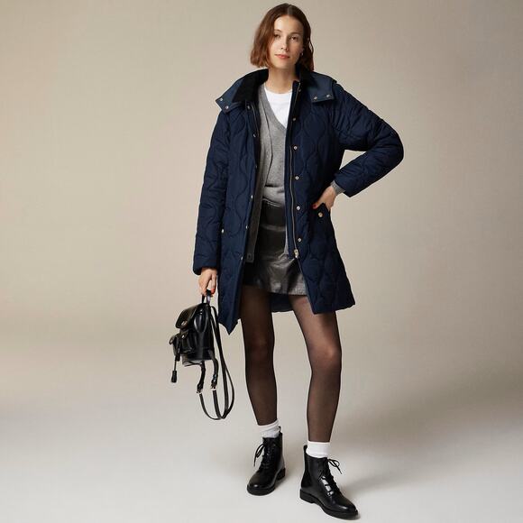 NWT J. Crew Ellington Stowe Puffer Jacket Quilted Primaloft Insulation Navy - XL - Picture 1 of 13